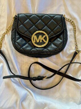 Michael Kors small black leather crossbody - like new!
